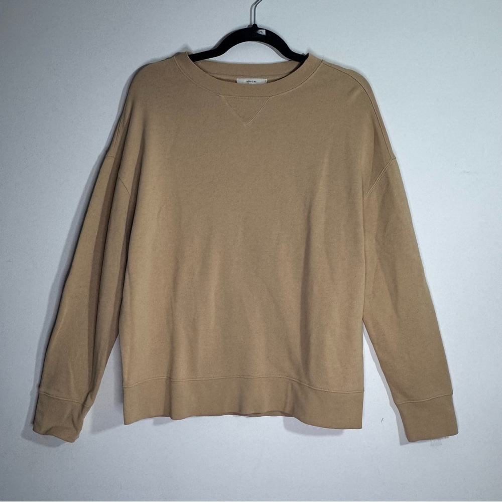 Vince Tan Cotton Sweatshirt M Pullover Crewneck Luxe Casual Minimalist